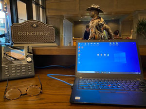 Step into Layne's office: concierge desk at the Hotel Drover. Photo c/o Layne Wheeler.